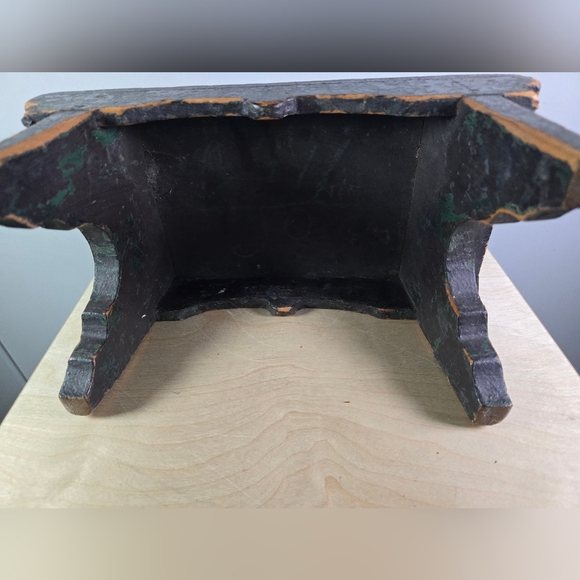 Rustic Black and Brown Wooden Stool - Picture 7 of 10